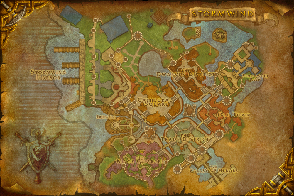 The map of Stormwind City